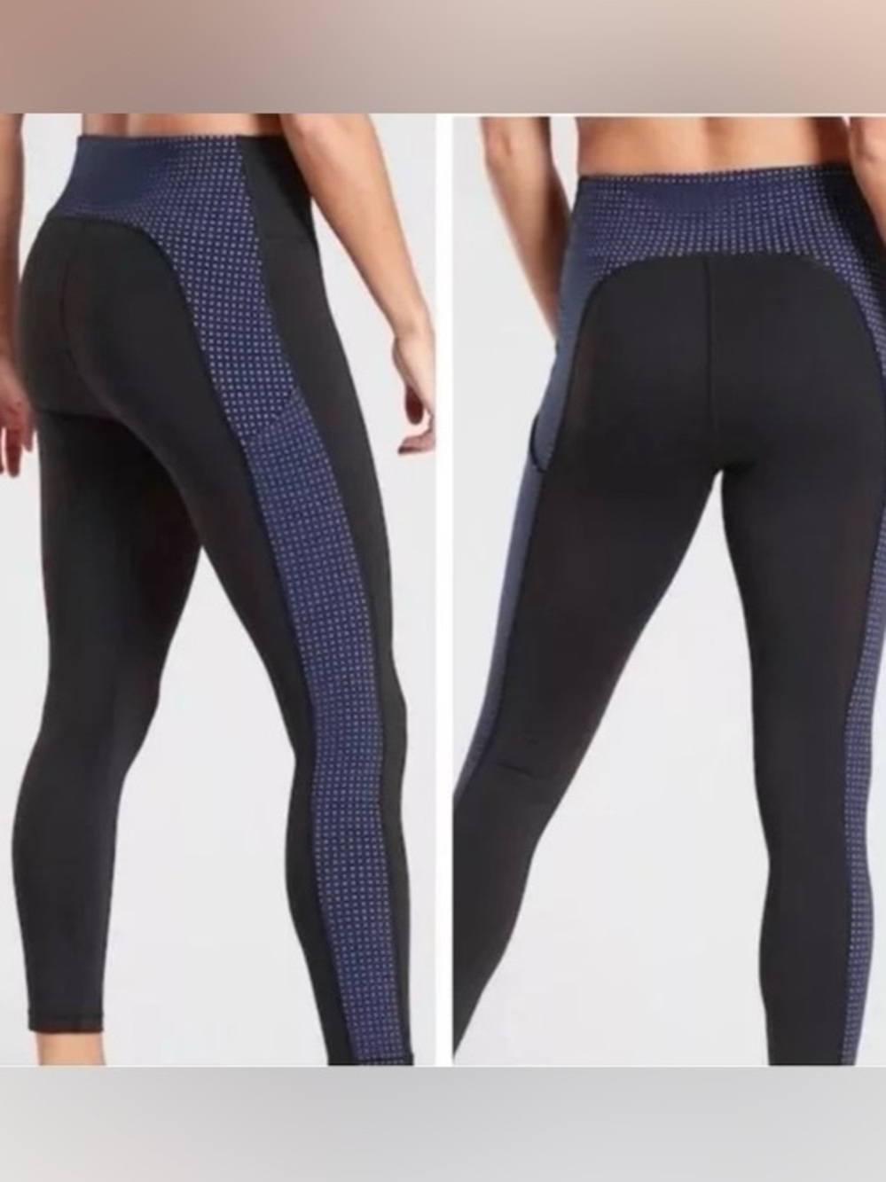 Athleta Ultimate 7/8 tight leggings in blue and black